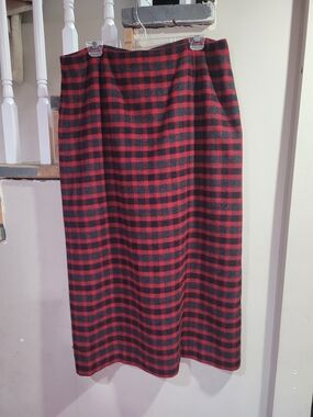 Nine & Co. Red and Black Plaid Midi Skirt